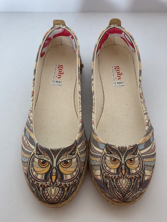 Goby Shoes - Goby Owl Print Espadrille Ballet Flats - Size 38 LiKe NEW